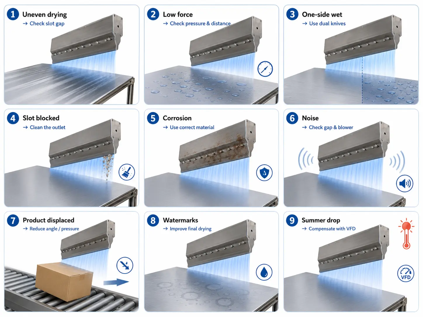 Common Air Knife Problems and How to Fix Them on Production Lines